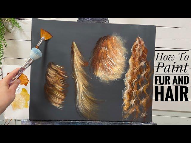 EASY How to paint FUR AND HAIR ~ acrylic, painting tutorial for beginners ! ￼