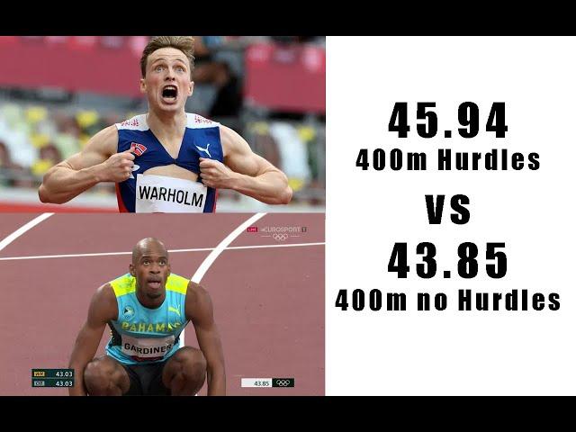 Karsten Warholm 400m Hurdles World Record compared to the 400m final at Tokyo 2020