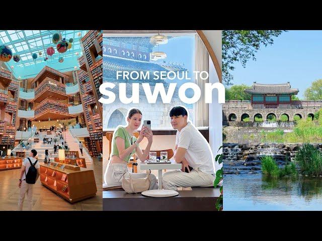 seoul to suwon  magical library, aesthetic cafes, beautiful historical city | korea vlog