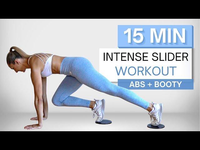 15 min INTENSE SLIDER WORKOUT | Abs, Booty and Legs | Killer Core Burn