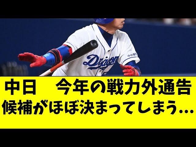 【中日】今年の戦力外通告候補の選手が完全に絞られた件