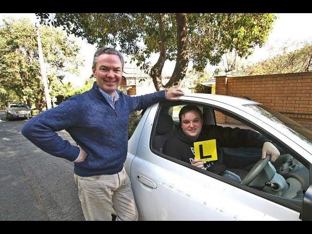 YouTube star takes a driving lesson from Christopher Pyne, MP, Minister for Education