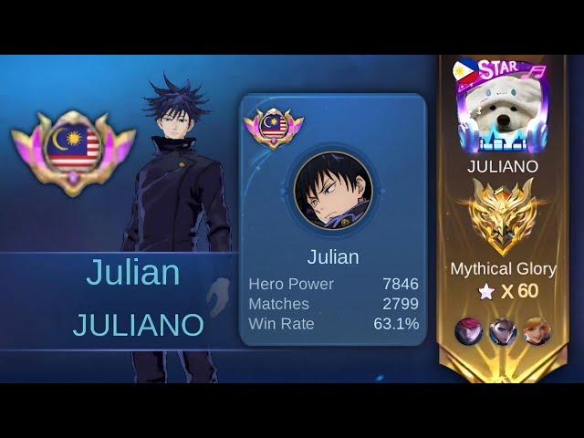 JULIAN SOLO RANK IN MYTHICAL GLORY - NO EDIT FULL GAMEPLAY - Mobile Legends