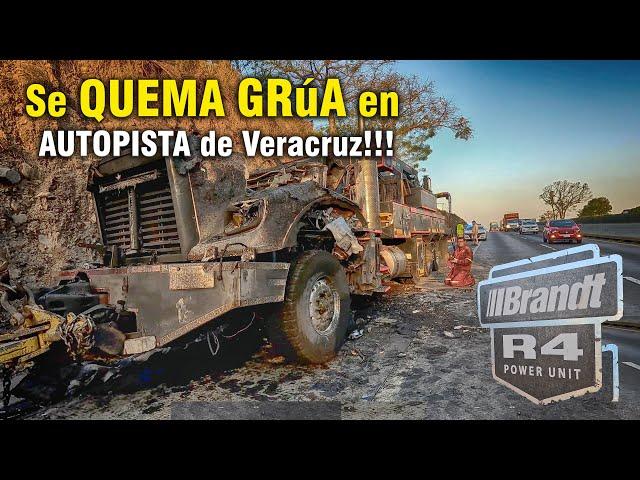 Se QUEMA GRUA en AUTOPISTA de Veracruz!!!