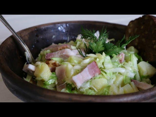 Салат овощной со шпиком. Сытная закуска! | Vegetable salad with bacon | Sałatka warzywna z boczkiem