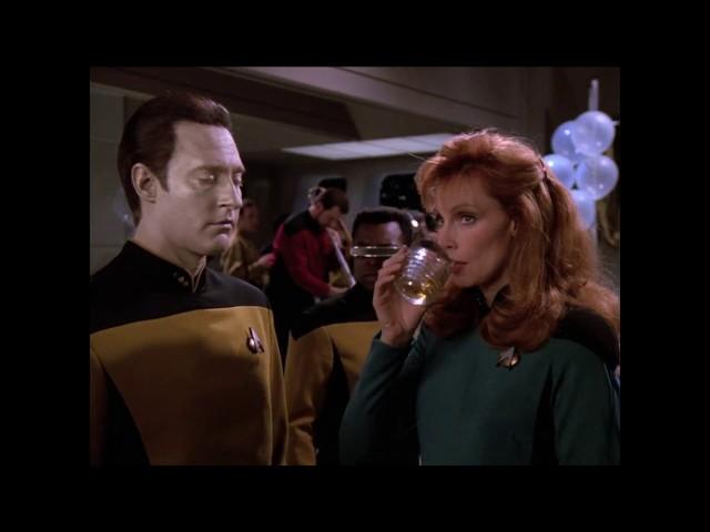 Riker is having a time of his life at Geordi and Ro funeral.