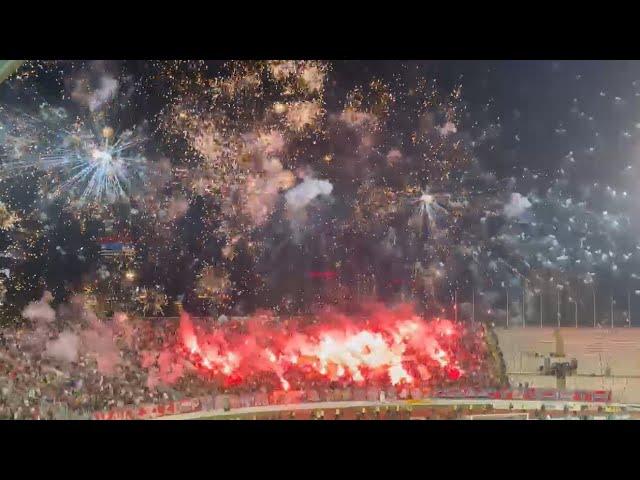 IMPRESSIVE PYRO-SHOW: Great atmosphere created by Red Star fans at Partizan stadium - 23/9/2024