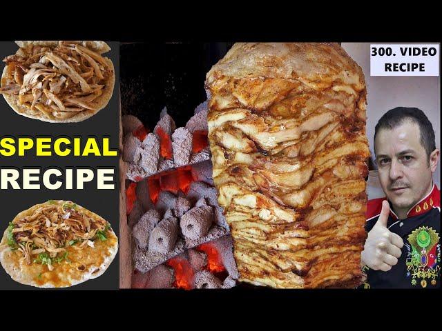 Turkish Chicken Doner Kebab Recipe On Charcoal Fire | Chicken Doner In Traditional Embers Fire