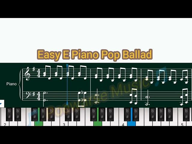 E Piano Pop Ballad with staff notes #countrypiano #pianolessons #music #tutorial