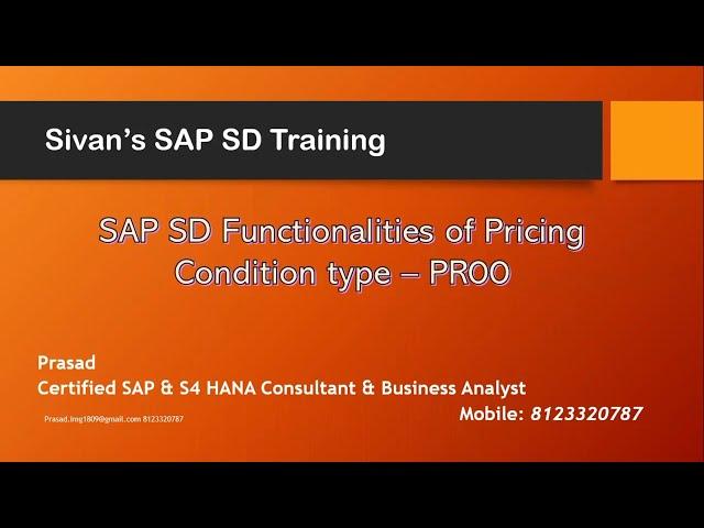 SAP SD Controls of Pricing Condition type PR00 | Sivan's SAP SD Training