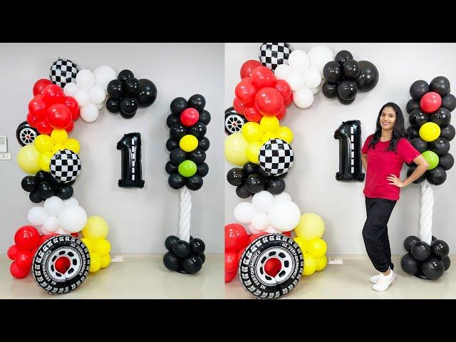 Race Car Theme Birthday Balloon Decoration