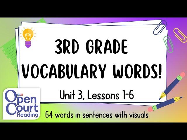 Open Court Reading 3rd Grade Vocabulary Words for UNIT 3 (Definitions + Sentences) ESL CLASS FOR YOU