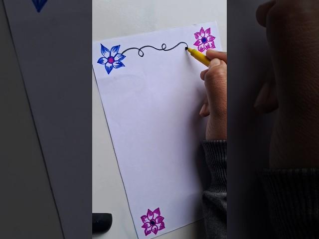 Beautiful and easy border design ️......||#shorts #viral #trending #art #ytshorts #handmade