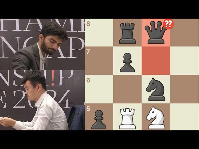 Ding Liren BLUNDERS His Knight and He RESIGNS vs. Gukesh in FIDE World Chess Championship 2024