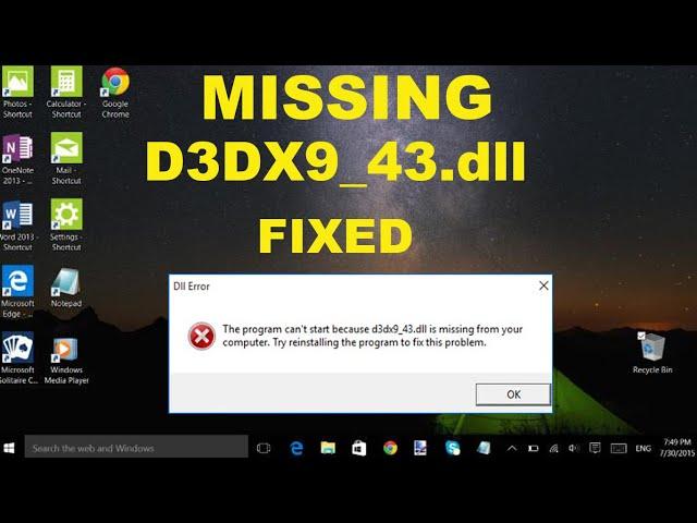 How To Fix D3DX9_43.dll Missing Error in Windows 7/8/10 | 3 Solutions