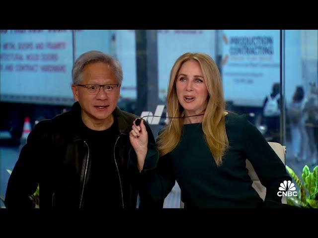 Nvidia CEO Jensen Huang makes surprise appearance on Squawk Box set