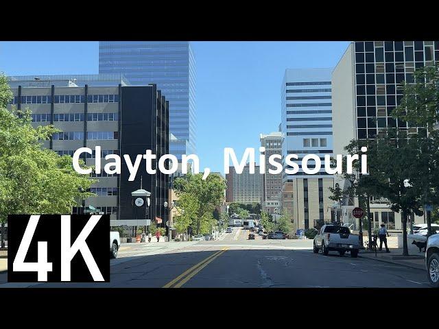 Mega Suburb - Clayton, Missouri 4K Street Tour - Driving the City Center and Beautiful Neighborhoods