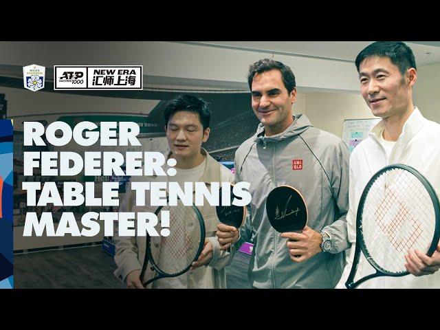 Roger Federer Plays Table Tennis With Zhang Zhizhen, Fan Zendong, and Wang Liqin 