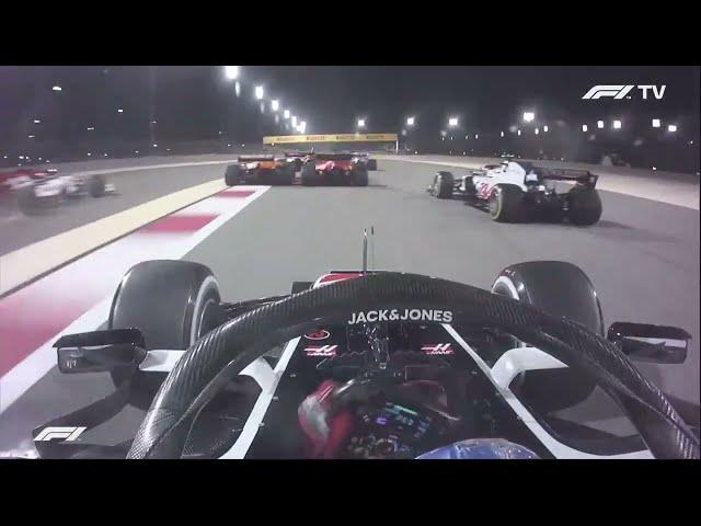 What happens to an F1 onboard camera after a BIG crash? Grosjean onboard at the Bahrain GP 2020