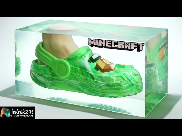 Minecraft Crocs Coated In Crystal Clear Epoxy Resin!