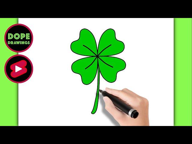 How to Draw a Clover Step by Step #htdraw #clover #StPatricksday #stepbystep #shorts