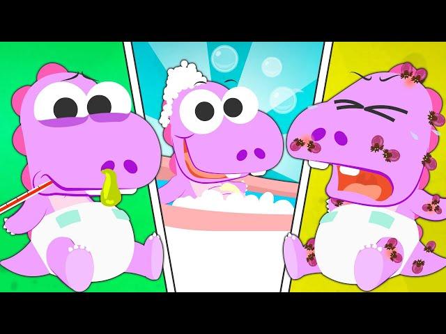 Aprende con Eddie  Cómo cuidar de el bebé Gugu  Enfermo, baño, comida