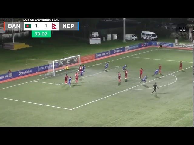 Roman Limbu scored an amazing 40 yard screamer for NepalU18 against BangladeshU18