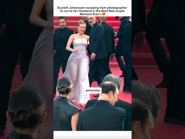 Scarlett johansson Escaping From Photographer to Run her Husband️ #cannes #ytshortvideo #model