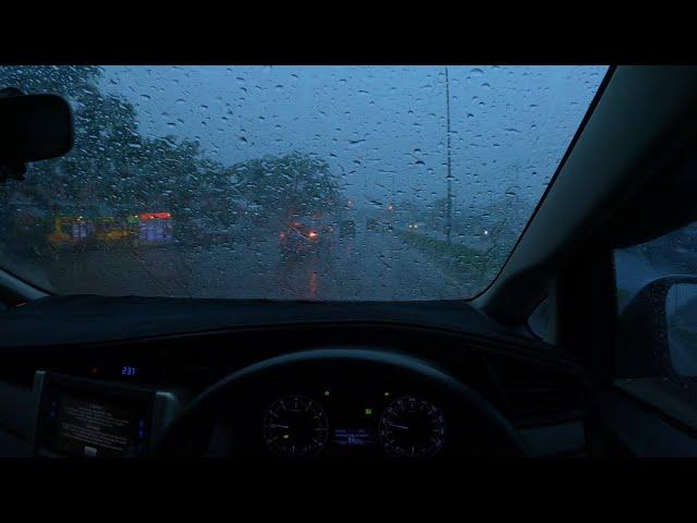 Driving in heavy rain for relaxing and you will fall asleep right away