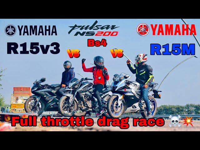 R15m ️vs Ns200 bs4 vs ️r15v3 drag race Arun Dream 10r