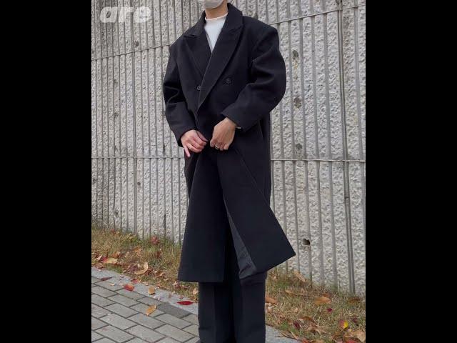 [아르] 남자 겨울 롱코트 코디 추천 블랙 롱코트