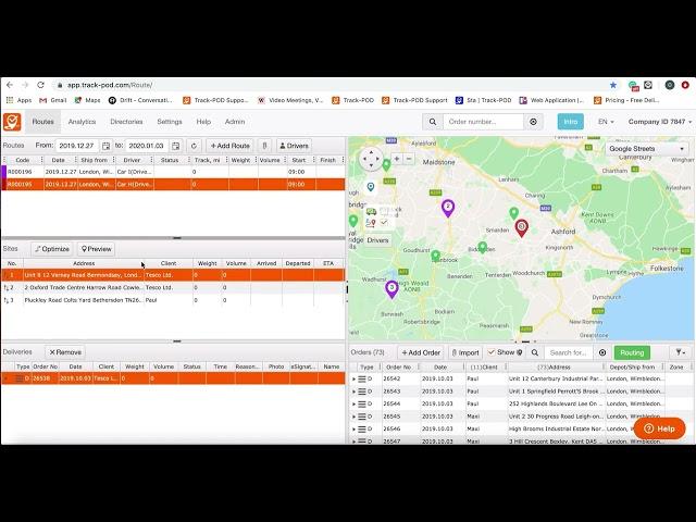 Map-based route planning tool featured route optimization (Manual routing)