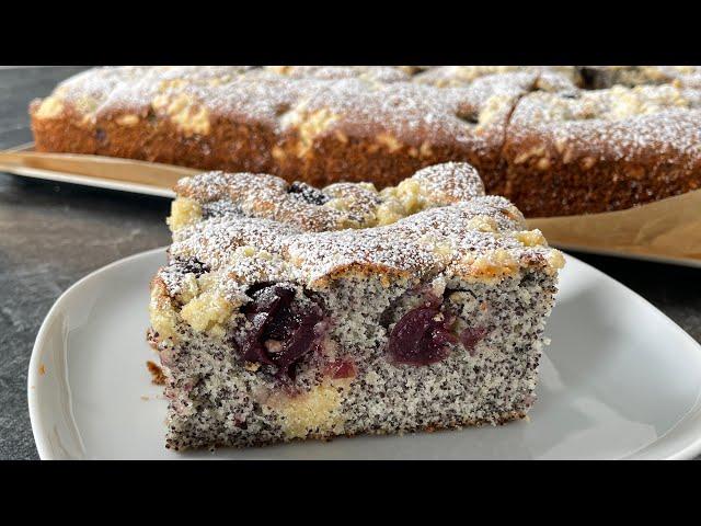 EXTREMELY delicious! This is the best cake I've ever eaten! Juicy poppy seed and cherry cake  P&S