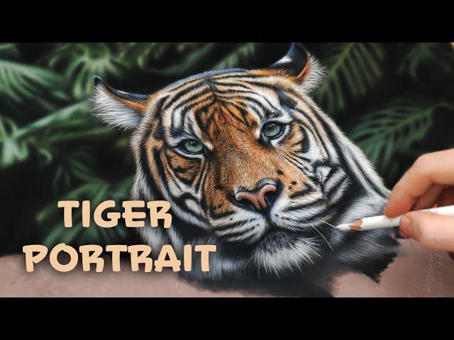 How I Draw Realistic Animal Fur | Tiger Soft Pastel Painting Time-lapse
