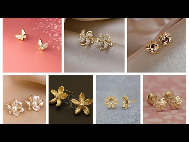 Affordable Lightweight Gold earring studs designs for girls & Ladies|| Trendz hub