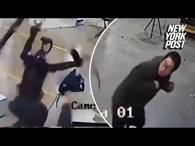 Humanoid robot attacks workers on factory floor