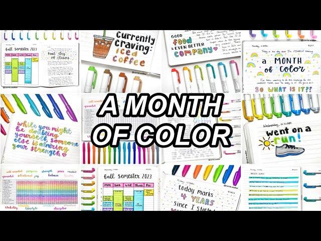 journaling with COLOR for a MONTH! | JOURNAL FLIP THROUGH + how to add color in your journal