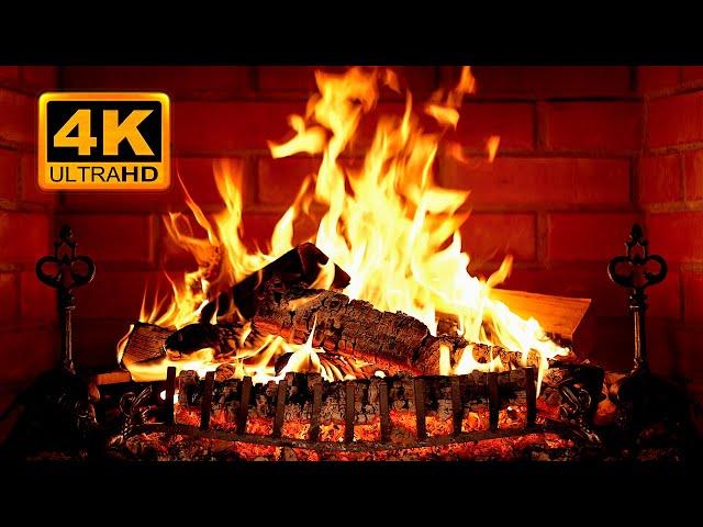  Cozy Fireplace 4K (12 HOURS). Fireplace with Crackling Fire Sounds. Fireplace Burning 4K