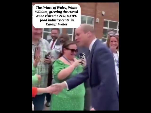 Prince William, greeting the crowd as he visits the ZERO2FIVE food industry centre in Cardiff