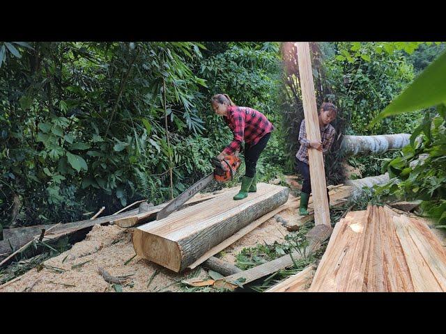 Cut wood and prepare materials to make wooden floors for a two-story house