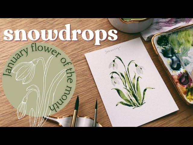 Watercolor snowdrops - January birth month flower