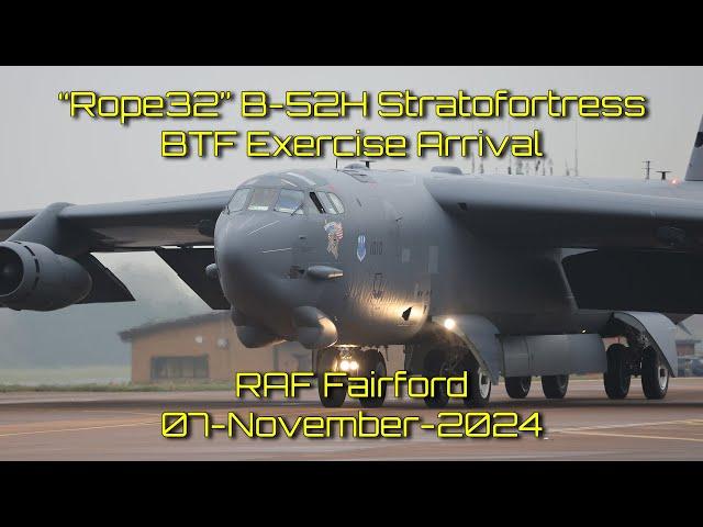 B52H Stratofortress 'Rope32' arriving at RAF Fairford 07-November-24 and a U2 landing too #aviation