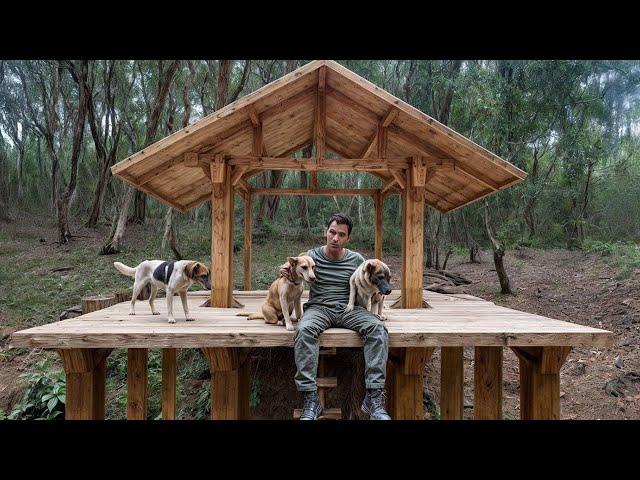 Man Builds Amazing Wood House on Steep Mountain Only Using Hand Tools Part 1