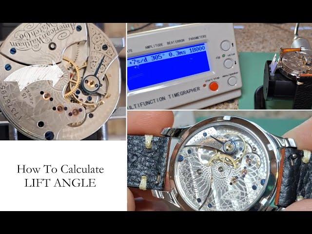 How to calculate the lift angle, using a Waltham model of 1890 size 6 pocket watch.