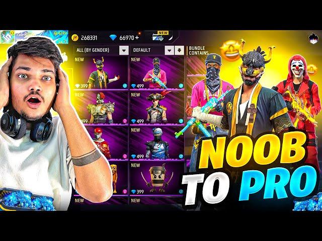 Free Fire Luckiest Noob To Pro Id Got All Rare Old Bundles From Free Spins  -Garena Free Fire
