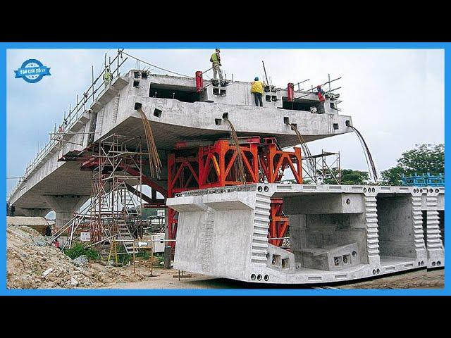 Extremely Fast Road & Bridge Construction Technology. Heavy Machinery & Equipment In Working