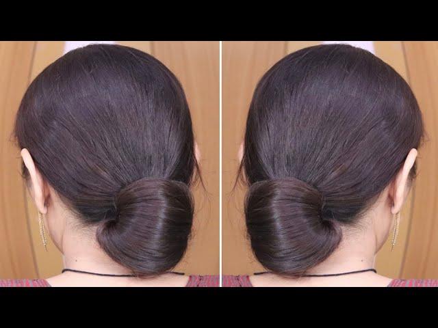 Super! Easy Low Bun Hairstyle Using Only Rubber band | Sleek Low Bun Juda Hairstyle For Long Hair