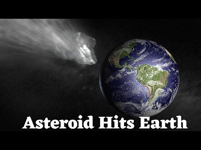 Animation of a Revolving Asteroid Hitting the Earth