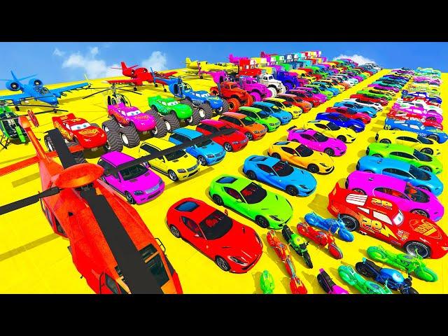 GTA V Mods Stunt Car Racing Challenge By SPIDER-MAN With Amazing Super Car Motocycle & Monster Truck