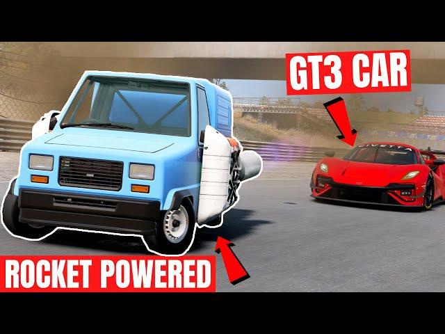 500HP Race Car VS Rocket Powered Tincan